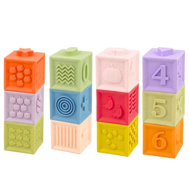 Set of Educational Rubber Sensory Blocks Numbers and Textures 12 pcs. 1