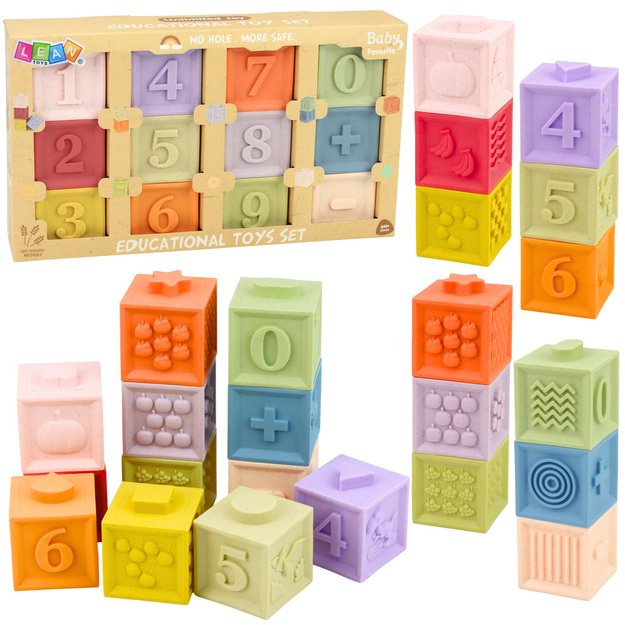 Set of Educational Rubber Sensory Blocks Numbers and Textures 12 pcs.