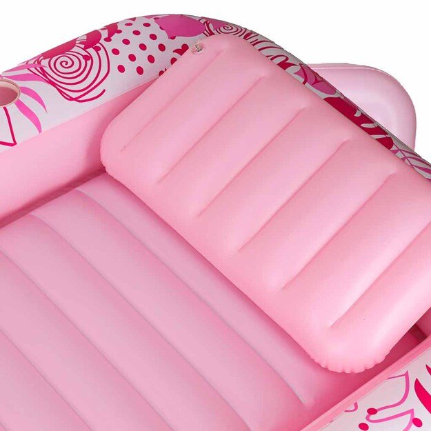 Pripučiamas plaukimo čiužinys, gultas su pagalvėle 175 cm rožinės spalvos