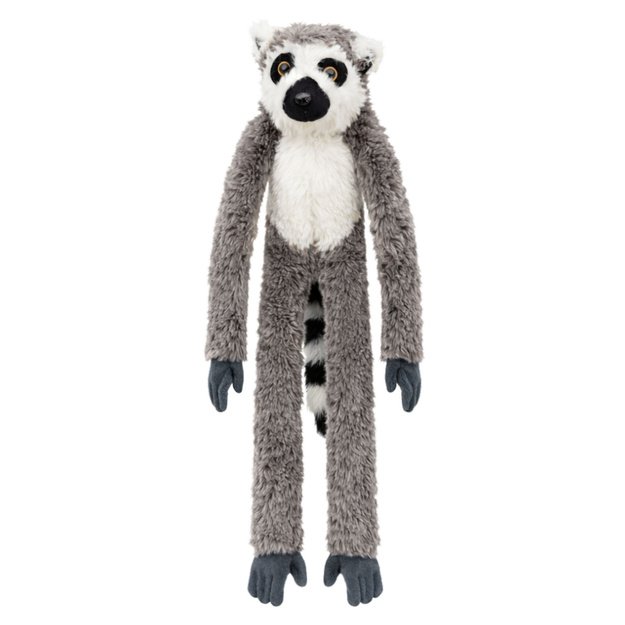 Plush Lemur Cuddly Toy with Velcro for Hanging Gray 35cm