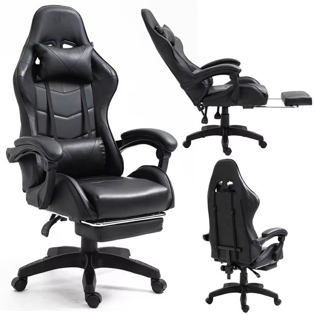 LEAN žaidimų kėdė, juodos spalvos