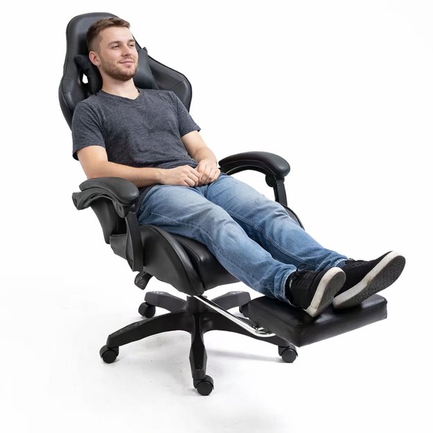 LEAN žaidimų kėdė, juodos spalvos