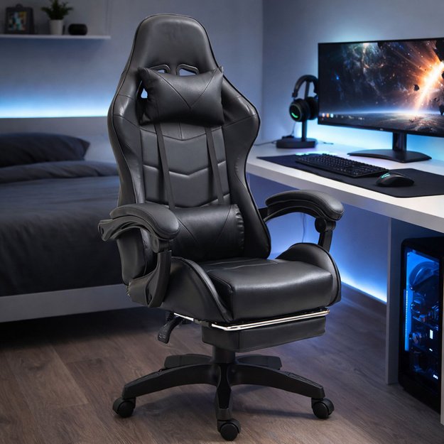 LEAN žaidimų kėdė, juodos spalvos