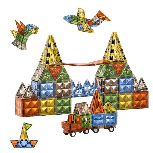 Magnetiniai konstruktoriai, kūrybinės figūrėlės, 3D transporto priemonės, 100 vnt.