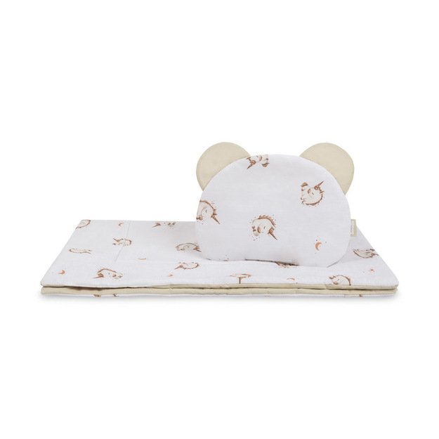 STROLLER SET COTTON UNICORN BEIGE 54X74 28X36