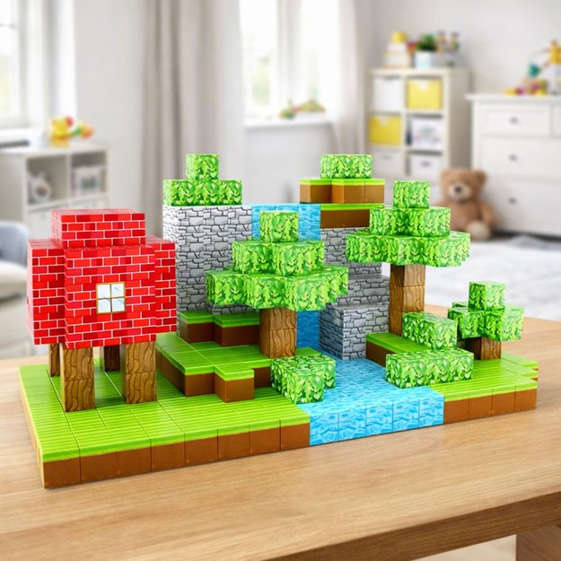 Set of Magnetic Blocks Cubes Pixels Forest 3D 154 pcs.