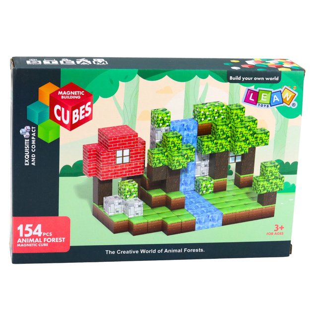 Set of Magnetic Blocks Cubes Pixels Forest 3D 154 pcs.