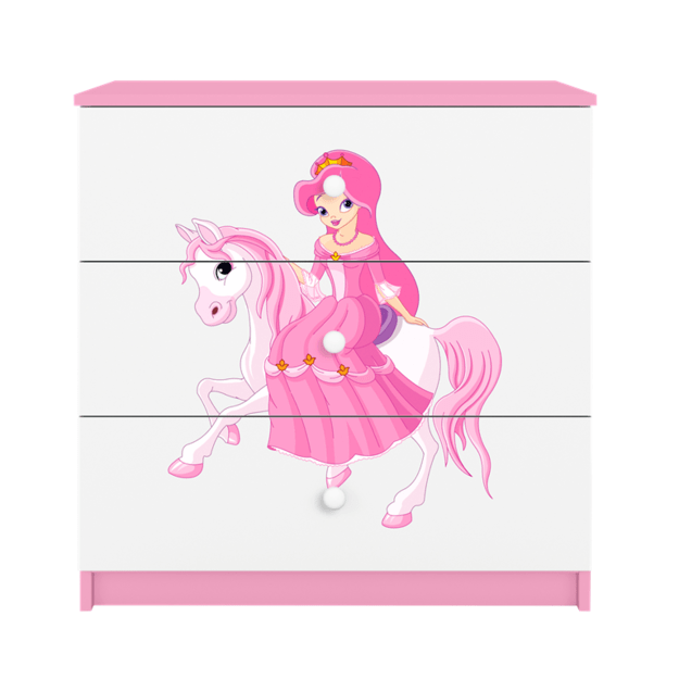 Komoda Babydreams rožinė princesė ant žirgo