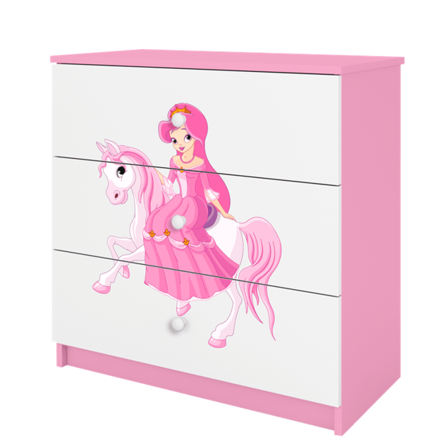 Komoda Babydreams rožinė princesė ant žirgo