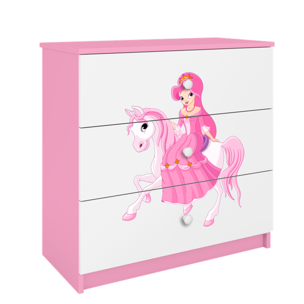 Komoda Babydreams rožinė princesė ant žirgo