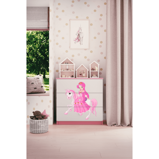 Komoda Babydreams rožinė princesė ant žirgo