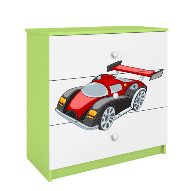 Chest of drawers babydreams green racing car