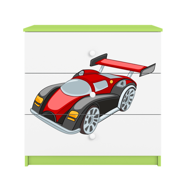 Chest of drawers babydreams green racing car