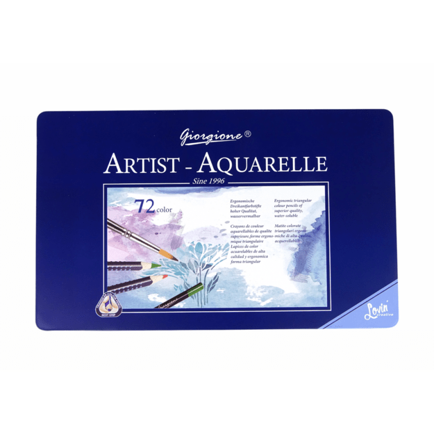 Set of 72 Watercolor Pencils Metal Container 1