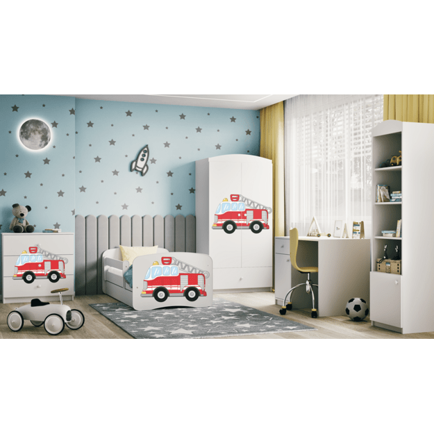 Lova babydreams white fire brigade su stalčiumi be čiužinio 160/80 5