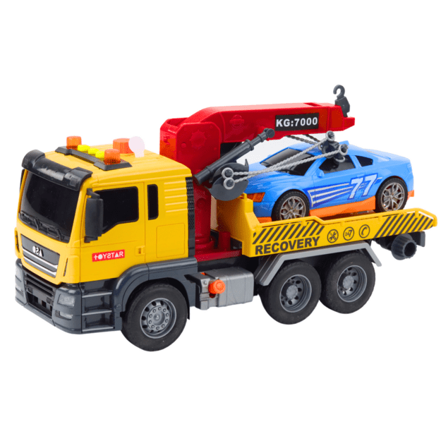 Tow Truck With Crane Race Car Lights Sounds 1