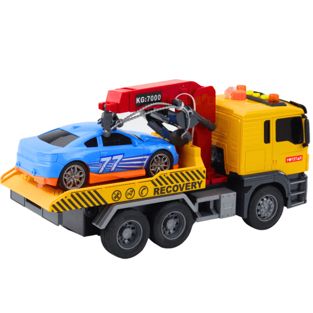 Tow Truck With Crane Race Car Lights Sounds 2