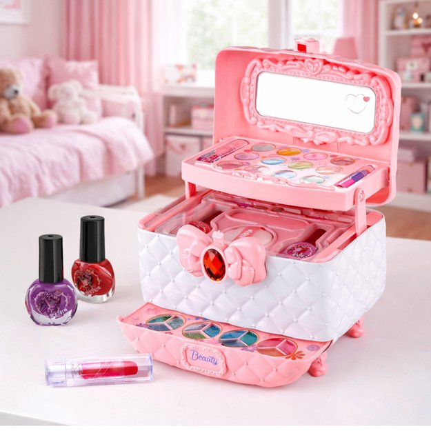 Grožio rinkinys makiažui ir nagams, kosmetikos dėklas vaikams