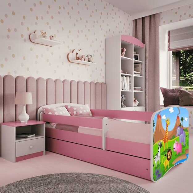 Lova babydreams pink safari su stalčiumi ir čiužiniu 160/80 4