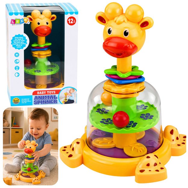 Interactive Giraffe Spinning Top with Spinning Balls for Babies