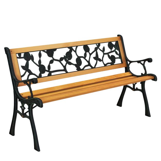 Wooden Garden Bench Metal Park Garden Bench with Backrest
