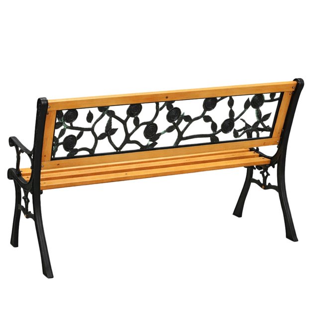 Wooden Garden Bench Metal Park Garden Bench with Backrest