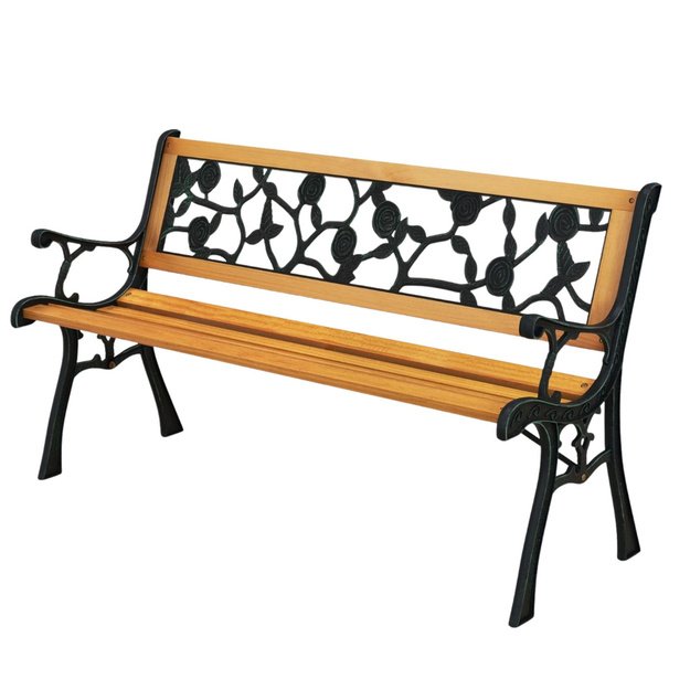 Wooden Garden Bench Metal Park Garden Bench with Backrest