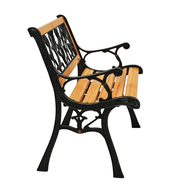 Wooden Garden Bench Metal Park Garden Bench with Backrest