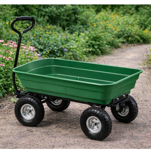 Garden Transport Cart Removable Tilting Tray Green 120 kg