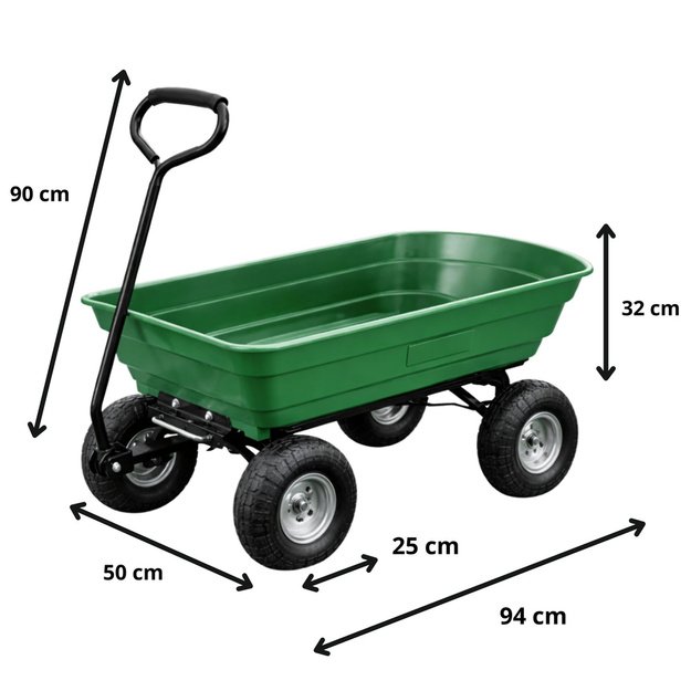 Garden Transport Cart Removable Tilting Tray Green 120 kg