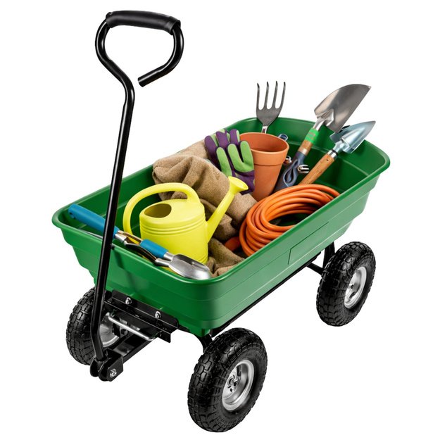 Garden Transport Cart Removable Tilting Tray Green 120 kg