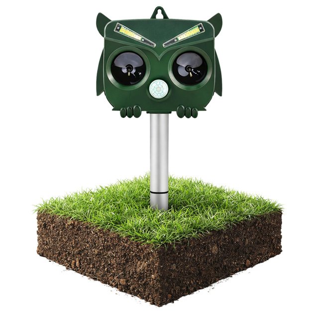Solar Owl Animal Repeller Motion Sensor Ultrasound LEDs