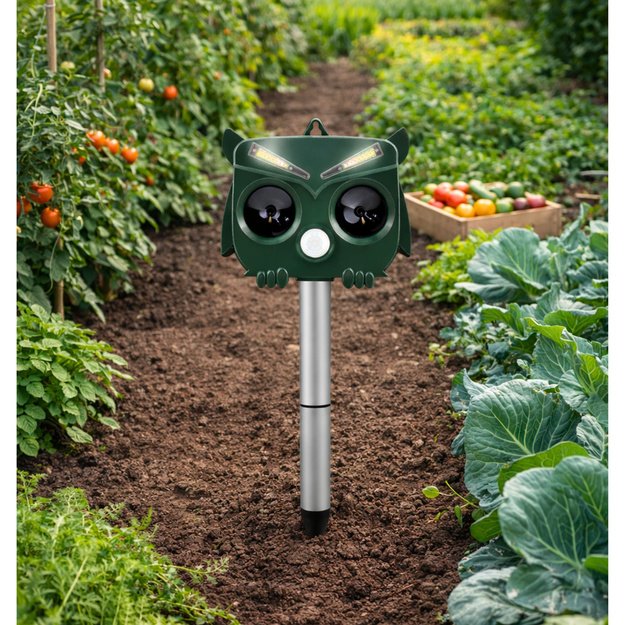 Solar Owl Animal Repeller Motion Sensor Ultrasound LEDs