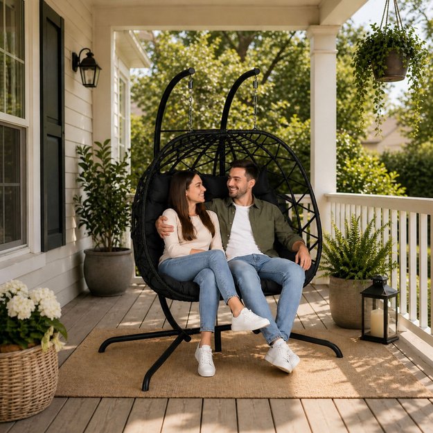 Two-seater Hanging Rocking Chair Garden Cocoon LEAN Cushions Swing