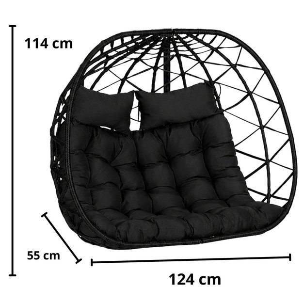 Two-seater Hanging Rocking Chair Garden Cocoon LEAN Cushions Swing