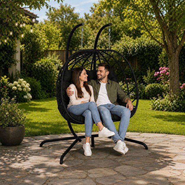 Two-seater Hanging Rocking Chair Garden Cocoon LEAN Cushions Swing