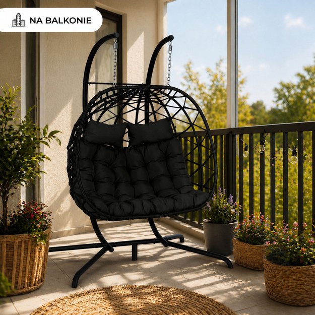 Two-seater Hanging Rocking Chair Garden Cocoon LEAN Cushions Swing