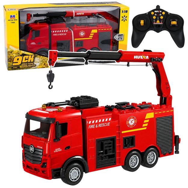 Huina RC Fire Truck with Crane and Water Cannon 1:18