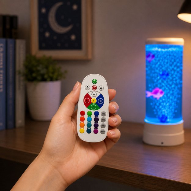Decorative Night Lamp LED RGB Aquarium With Fish 16 Colors USB White