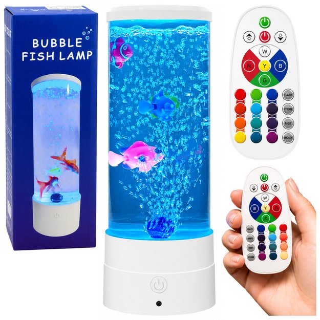 Decorative Night Lamp LED RGB Aquarium With Fish 16 Colors USB White