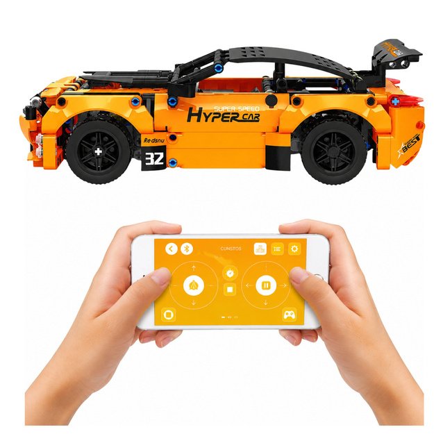 RC Car Remote Controlled Construction Blocks Orange 545 pcs.