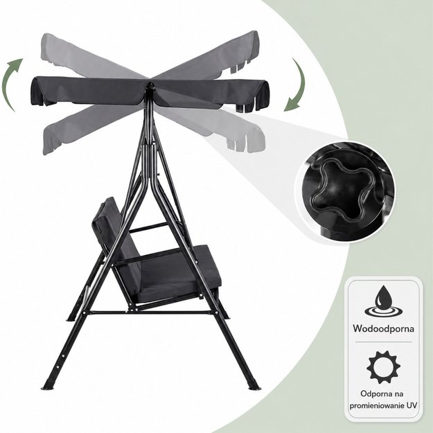 Three-person Garden Swing Rocking Cushions Mattress Gray