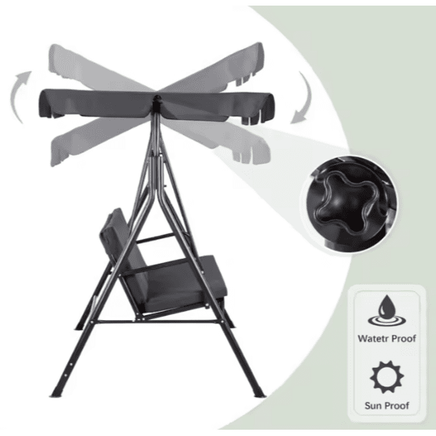 Three-person Garden Swing Rocking Cushions Mattress Gray