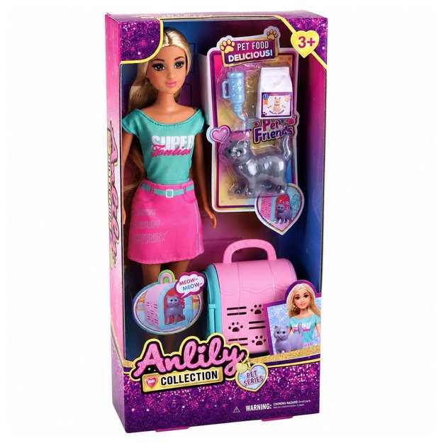 Anlily Doll with Pet Carrier Kitten Gray Accessories Set