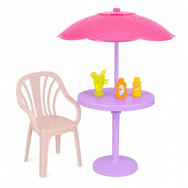 Anlily Doll in Yellow Dress with Kitten Garden Furniture Umbrella Accessories