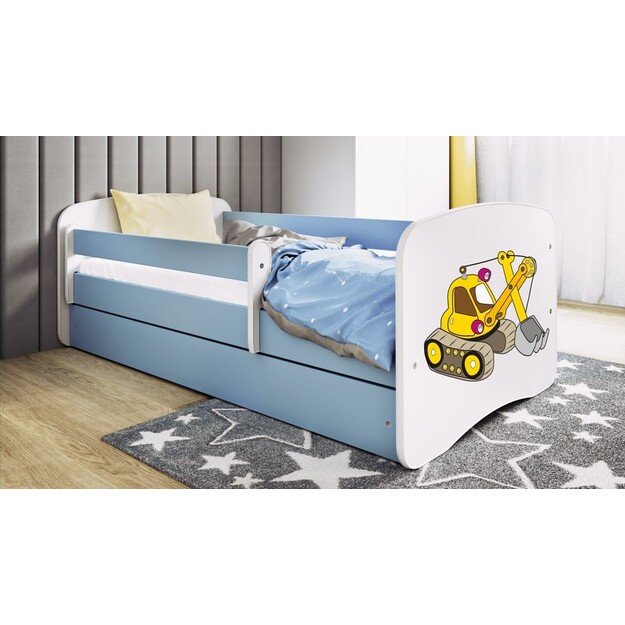 Babydreams mėlyna ekskavatoriaus lova be stalčiaus, kokosų čiužinys 160/80 5