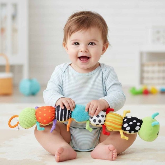 Interaktyvus sensorinis žaislas kūdikiams muzikinis pliu&scaron;inis vik&scaron;ras