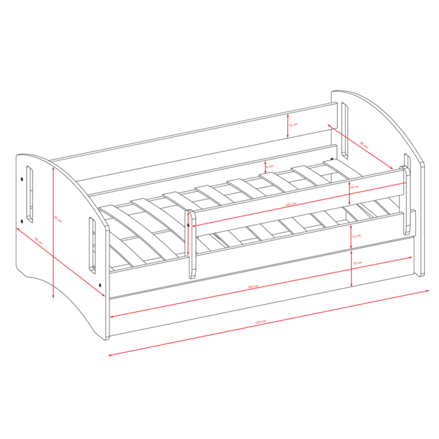 Lova classic 2 mėlyna su stalčiumi be čiužinio 160/80 5
