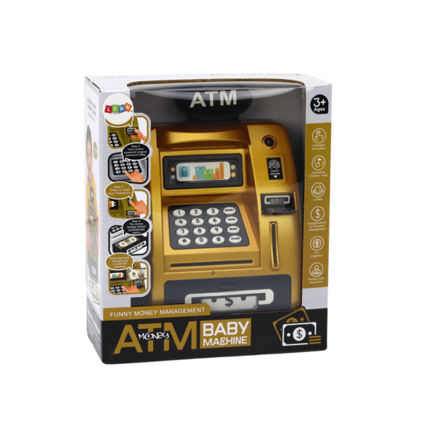 ATM taupyklė vaikams, besimokantiems taupyti Auksinė juoda 3