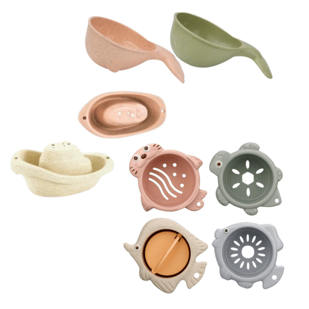 Bath Toys Submarine Ship Cups Suction Cups 9pcs